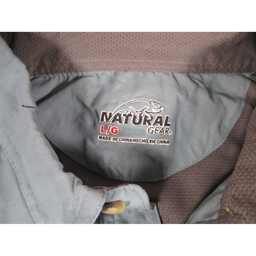 Natural Gear Fishing Shirt Mens L Blue Long Sleeve Button Up Vented Outdoor NWT - Picture 3 of 8